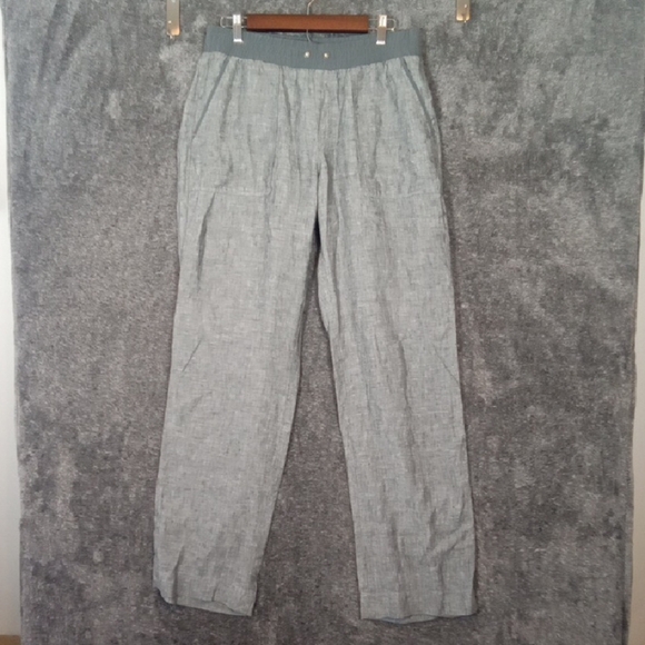 Athleta Bali Linen Heatgered Gray Wide Leg Vacation Travel Womens 14 TALL - Picture 2 of 11